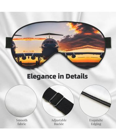 Aircraft Plane at Sunset Print Double-Sided Eye Mask Soft and Light Blocking for Enhancing Sleep Quality - Buy Online on SooperMarket.com