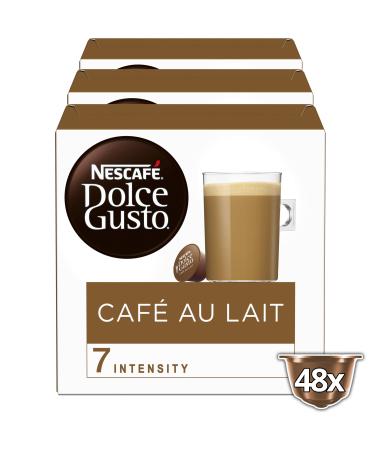 NESCAF Dolce Gusto Caf au Lait with creamy milk foam pack of 3 (3x16 capsules) Caf au Lait 16 pieces (pack of 3)