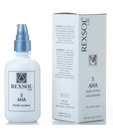 REXSOL 5 AHA Multi-Action Anti-Wrinkle Cream | Anti-Aging with Vitamin E Algae Ginseng Calendula & Caviar Extract | Diminish Fine Lines & Wrinkles | 120 ml - Buy Online on SooperMarket.com