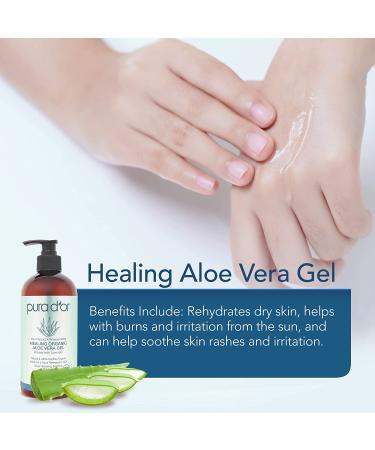 PURA D'OR Organic Aloe Vera Gel Lavender (16oz 3-PACK) - Natural Deep Hydration for Skin & Hair - Sunburn, Bug Bites, Eczema Relief - No Artificial Preservatives - Buy Online on SooperMarket.com