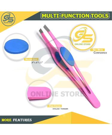 Surgi-Grade Stainless Steel Slant Pink Tweezers for Eyebrows - Precision Tool for Ingrown Hair Removal | G.S Online Store - Buy Online on SooperMarket.com