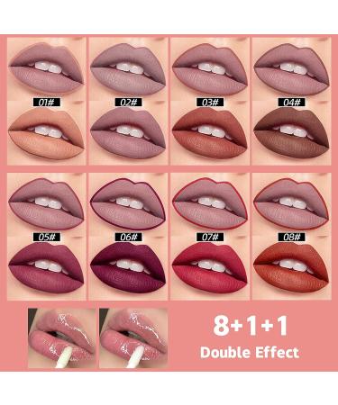 Skynest 8Pcs Matte Lipstick and Lip Liner Pens + 2Pcs Lip Oil Set - Waterproof, High Pigmented Lip Gloss Makeup Gift Set - Buy Online on SooperMarket.com