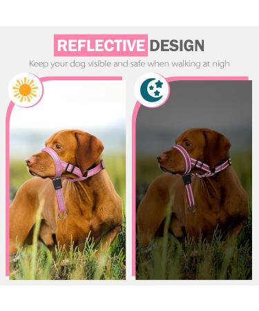 Adjustable Pink Dog Muzzle Halter for Strong Pulling - Weesiber Medium Size | No Pulling Leash Solutions - Buy Online on SooperMarket.com