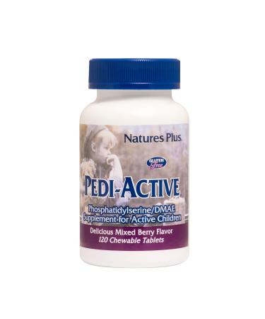 Natures Plus Pedi-Active LECI-PS DMAE Complex - 120 Chewable Tablets - Mixed Berry Flavor - Childrens Chewable Supplement Promotes Brain Health Focus - Vegetarian Gluten-Free - 60 Servings 60 Count (Pack of 2)