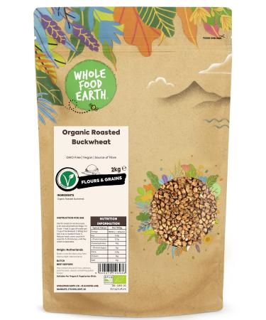 Wholefood Earth Organic Roasted Buckwheat 2 kg | GMO Free | Vegan | Source of Fibre | Certified Organic 2kg