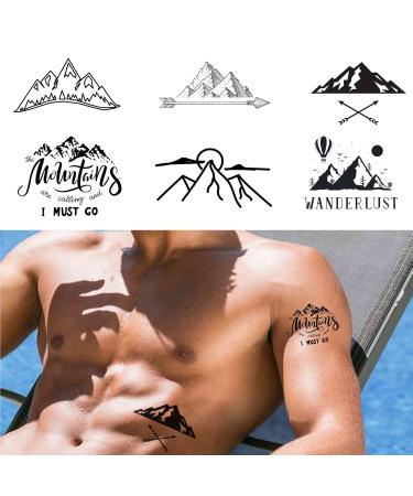 Tattoonova 6 Sheets Temporary Tattoo Women Adults Mountain Party Favors Body Face Sleeve Pine Tree Fake Tattoos TA 4