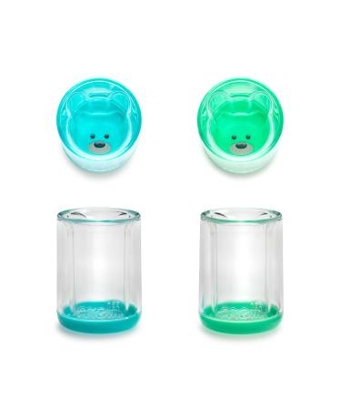 melii Double-Walled Bear Drinking Cup for Toddlers Kids and Children (Blue + Mint 2 Pack)