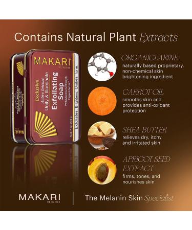 Makari Exclusive Skin Lightening Bar Soap with Organiclarine - Dark Spot, Acne Scar, Sun Patch, Stretch Mark & Hyperpigmentation Treatment - 7oz - Buy Online on SooperMarket.com