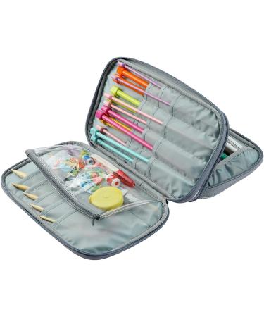 Coopay Crochet Hook Case Organizer Storage Bag - Portable Travel Knitting Needle Case for Crochet Hooks and Knitting Needles - Gray Blue - Up to 11 - Buy Online on SooperMarket.com