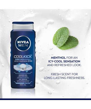 NIVEA MEN Cool Kick Body Wash | 3-in-1 Men Shower Gel (Body Face & Hair) 3x500mL Cool Kick 1 count (Pack of 3) - Buy Online on SooperMarket.com