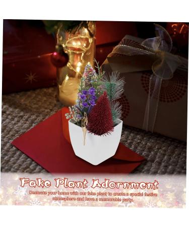 HOMSFOU 2pcs Christmas Simulation Potted Plant Artificial Plant for Desk Decor Festival Potted Plant Adornment Fake Christmas Plants with Fake Flowers Plastic Sisal Tree Outdoor Office Goldenx2pcs 21X11cmx2pcs - Buy Online on SooperMarket.com