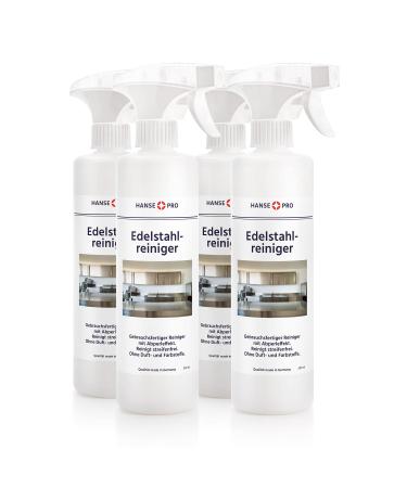 Hanse Pro stainless steel cleaner I ready for use i with practical aber-effect i cleans strip-free i without fragrance and dyes i ideal for kitchen and grill (4 x 500 ml)