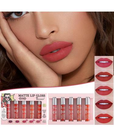5-Piece Matt Ink Lipstick Set - Nude Tones Waterproof & Long-Lasting Gloss | 12H Non-Drying Liquid Lipstick for Makeup Lovers | 1g (Pack #01) - Buy Online on SooperMarket.com