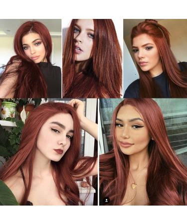 QD-Tizer 22 Reddish Brown Lace Front Wig - Long Straight, Heat Resistant, Glueless for Fashion - Buy Online on SooperMarket.com