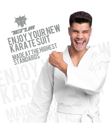 TENUM Lightweight Karate Gi Uniform for Kids & Adults - 8oz, Belt Included - Sizes 00/3'11 - 4'2 - Buy Online on SooperMarket.com