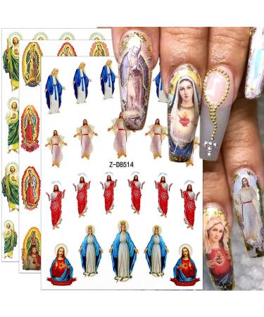 Dornail Bronzing Virgin Mary & San Judas 3D Nail Stickers - Religious Nail Art Decals - Nail Supplies - Buy Online on SooperMarket.com