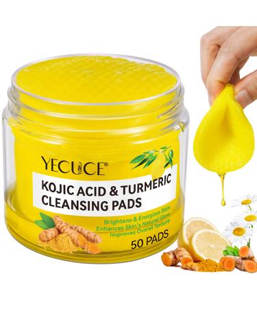 Turmeric Kojic Acid Cleansing Pads 50 Counts Turmeric Cleansing Pads Turmeric Face Scrub Pads Exfoliating Face to Help Balance Skin Oil and Water