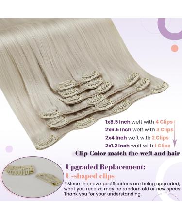 LAAVOO Platinblond Clip Extensions - 40cm Real Hair 105g 7PCS Double Tressen Premium Remy Blonde Clip-Ins for Full Head - Buy Online on SooperMarket.com