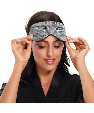 Haskirky Light Blocking Eye Mask - Adjustable for Deep Sleep, Travel, Yoga - Blue Eyed Cat Design - Buy Online on SooperMarket.com