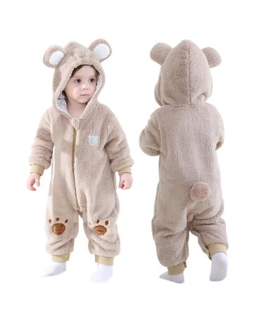 Doladola Baby Romper Animal Dalmatians Onesies Toddler's Romper Jumpsuit Newborn Baby Outfit 18-24 Months Beige Bear