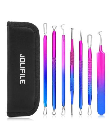 Pimple Popper Tool 7PCs Spot Popper Comedone Blackhead Remover Kits with Curved Tweezers and Pimple Popper Spot Remover for Facial Skin 7 Count (Pack of 1)