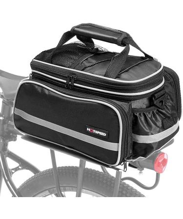 Homa Rear Seat Trunk Bag, Waterproof Multi Function Bicycle Panniers Bike Rear Bag Carrying Luggage Package Rack Panniers with Rainproof Cover Black