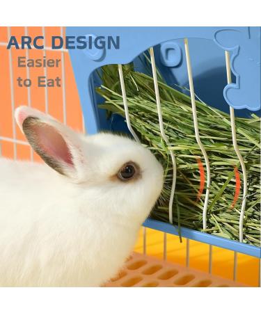 3-in-1 Rabbit Hay Feeder Set with Food Bowl and Hanging Funnel - Blue | Cage Hay Rack for Bunny, Guinea Pig, Chinchilla - Buy Online on SooperMarket.com