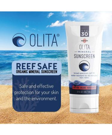 Olita SPF 30 Mineral Sunscreen Lotion - Fragrance Free, 3 oz - Broad Spectrum Protection, Chemical-Free, All-Natural, Reef Safe, Organic, Water-Resistant - Buy Online on SooperMarket.com