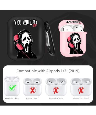 HooYiiok Scream Ghost Airpods Case 2nd Gen- Funny Horror Cover with Keychain (Black) - Buy Online on SooperMarket.com