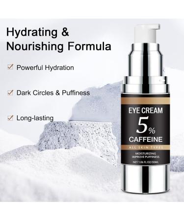 5% Caffeine Eye Cream for Dark Circles & Puffiness | Anti-Aging Hydrating Eye Cream for Men & Women - Reduce Wrinkles Fine Lines & Eye Bags - Buy Online on SooperMarket.com