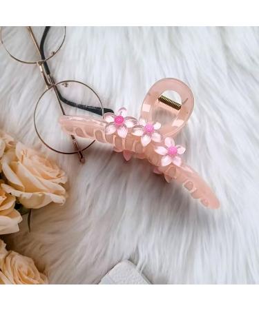 Crystal Flower Hair Barrettes Floral Rhinestone Claws Vintage Large Hair Clips Accessories for Women Girls (Pink) - Buy Online on SooperMarket.com