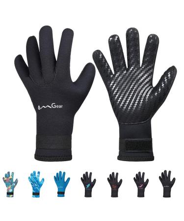 OMGear Neoprene Gloves Diving Wetsuit Gloves 3mm Flexible Thermal with Adjustable Waist Strap for Snorkeling Scuba Diving Surfing Kayaking Rafting Spearfishing Sailing black Medium