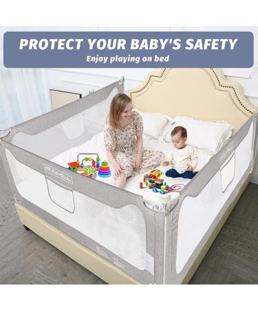 Toddler Bed Rail Guard - Grey 74.8inch for Queen, King, Twin, Full Size Beds - Extra Length 54-78.7 - Kids' Bed Rails & Rail Guards - Buy Online on SooperMarket.com