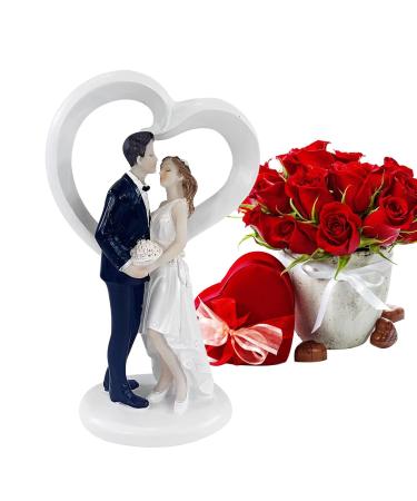 Teksome Couple Cake Toppers Resin Wedding Toppers for Cake Wedding Cake Decorations Wedding Cake Toppers Bride And Groom Figures