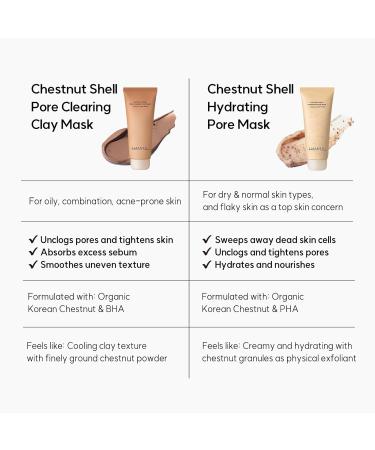 Hanyul Chestnut Shell Hydrating Pore Mask | Wash Off Mask for Dry Skin | Gentle Exfoliation & Pore Care | Hypoallergenic | 3.39 fl.oz | International Shipping - Buy Online on SooperMarket.com