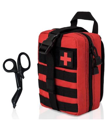 Crisis first aid pocket empty molle tactical edc ifak pouch suitable for outdoor first aid belt bag camping gadgets set EPA application pocket travel pharmacy motorcycle red