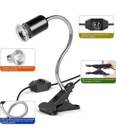 Tortoise Heat Lamp 50W UVA UVB Basking Lamp with 360 Rotatable Clip & Power Adapter 30cm Rotatable Gooseneck with 3 x 50W Heat Bulb Heating Light for Reptiles Lizard Turtle Snak Aquarium - Buy Online on SooperMarket.com