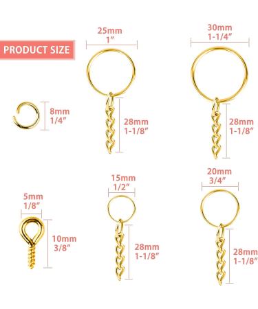 Shynek 360PCS Gold Keychain Rings with Jump Rings and Screw Eye Pins - Perfect for Resin Crafts and Jewelry Making - Buy Online on SooperMarket.com