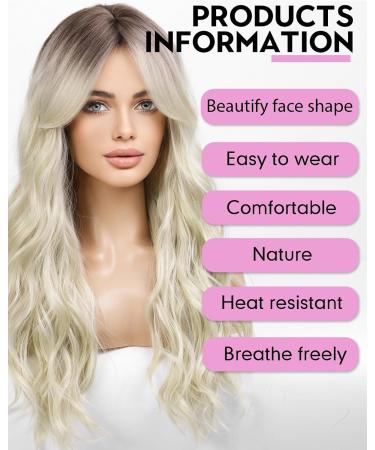 Wokestar Long Platinum Synthetic Wig with Curtain Fringe for Women - Buy Online on SooperMarket.com