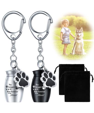 Tudomro 2 Pcs Pet Urns Keychain with 2 Storage Bags for Dog Cat Ashes Small Pet Ashes Keepsake Pet Dog Cat Cremation Jewelry Pend Paw Print Memorial Urn Fresh Style