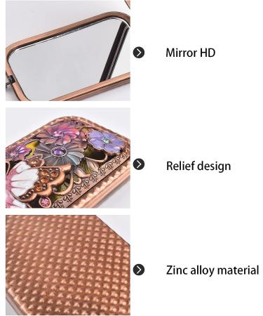 Vintage Travel Pocket Mirror - Gold Makeup Compact Mirror - Mini Folding Rectangle Mirror for Pocket, School Bag, Wallet - Perfect Gift - Buy Online on SooperMarket.com