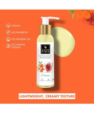 Good Vibes Ubtan Insta Glow Face Wash 120ml | Brightening & Soothing Cleanser | Turmeric Saffron Vitamin B3 | Paraben & Sulfate Free - Buy Online on SooperMarket.com