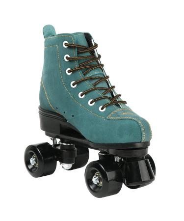 Roller Skates for Women High Top Suede Roller Skates Shiny Light Up Four Wheels Double Row Roller Skates for Men with a Shoes Bag blue 39