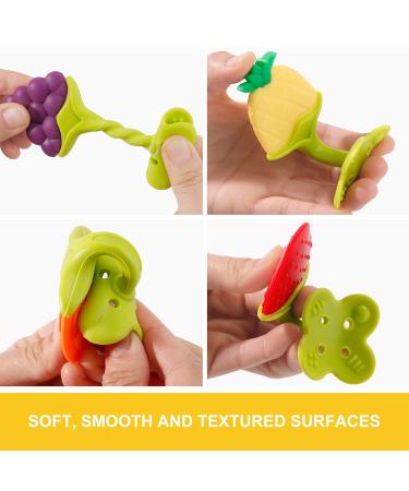 NASHRIO Baby Teething Toys Pack of 5 - BPA Free Silicone Teethers for Newborns - Natural, Organic, and Freezer Safe - Perfect Baby Shower Gift - Buy Online on SooperMarket.com