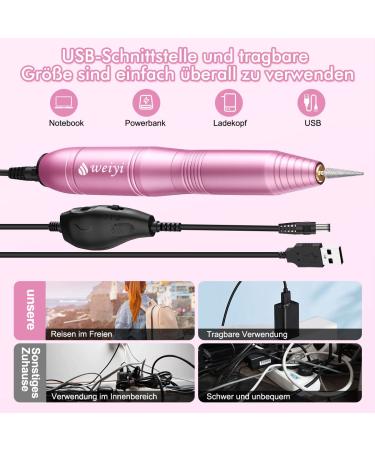 Weyi Nail Miller - 20 000 RPM Electric Nail File & 11-in-1 Manicure Set for Gel & Acrylic Nails | Adjustable Speed | Pink - Buy Online on SooperMarket.com