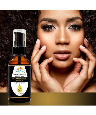 100% Pure Premium Vitamin E Oil 2 oz - Maximum Strength 75,000 IU - Anti-Aging & Moisturizing Benefits for Skin, Hair & Nails - Reduces Wrinkles, Scars & Sunburn - Travel Size - Buy Online on SooperMarket.com