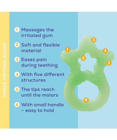 Dentistar Bei ring 2 Set | Soft Baby Teether for 3+ Months | Dental Aid & Massage | Made in Germany - Light Green - Buy Online on SooperMarket.com