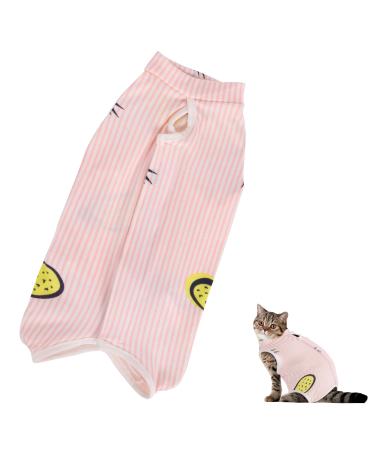 NiCola Cat Professional Recovery Suit for Abdominal Wounds or Skin Diseases E-Collar Alternative for Cats After Surgery Wear Kittens Physiological Clothes(Pink&Yellow L) L Pink&Yellow