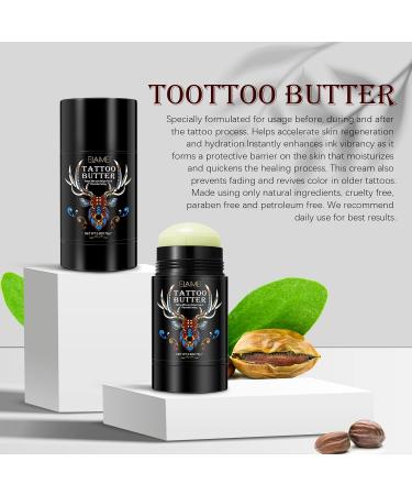 Organic Tattoo Aftercare Butter Balm 2.6 oz - Moisturizer for Old & New Tattoos - Color Enhancing Healing Cream - Natural & Organic - 1 Pack - Buy Online on SooperMarket.com