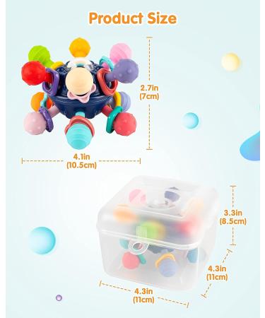 Vanmor Baby Teether Toy | Sensory Chew Teething Ball Rattle | Montessori Grasping Activity | 0-6 Months | Blue - Buy Online on SooperMarket.com